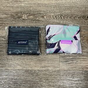 NEW 2 Doterra branded shopping bags-1 navy/light blue & 1 floral-pink/navy/white